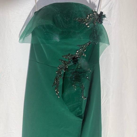 Terani Couture Embellished Dark Green Strapless Maxi Dress Sz 6 - Picture 3 of 13